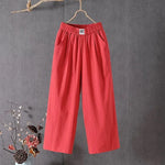 Load image into Gallery viewer, M-4xl Summer Elastic Waist Women&#39;s Pants Casual Solid Cotton Linen Ankle Length Pants Female 2023 High Quality Baggy Trousers  Amaijoin
