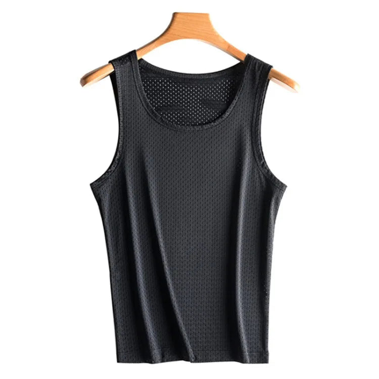 Men Vest Ice Silk Quick-drying Bodybuilding Tank Fitness Muscle Mesh Breathable Sleeveless T-Shirts Casual Sport Tops Undershirt  Amaijoin