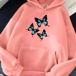 Load image into Gallery viewer, Hirsionsan Butterflies Print Women Sweatshirt Soft Casual Loose Female Hoodies 2023 Winter New Warm Fleece Tops for Girls  Amaijoin
