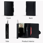 Load image into Gallery viewer, CASEKEY Credit Card Case Mini Wallet Men RFID Carbon Fiber Pu Leather Smart Vallet Small Aluminum Card Holder Portafoglio Uomo  Amaijoin
