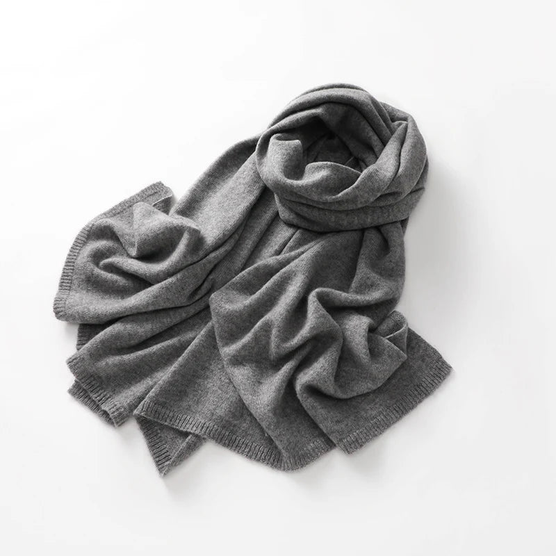 KOIJINSKY New 100% Cashmere180*45 180*40 Women's Knitted Scarf Autumn Soft Solid Scarf Winter Warm Solid Men's Scarf  Amaijoin