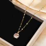 Load image into Gallery viewer, New Cute Romantic Pink Sakura Pendant Stainless Steel Necklaces For Women Korean Fashion Female Sexy Clavicle Chain Jewelry Gift  Amaijoin
