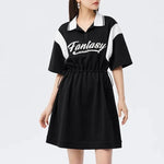 Carregue a imagem no visualizador da Galeria, Semir Dress Women&#39;s Letter Contrast Loose Short Dress 2023 Summer New Retro Waist Polo Dress  Amaijoin
