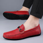 Load image into Gallery viewer, Summer Genuine Leather Men Loafers Breathable Flats Men&#39;s Casual Shoes Moccasins Man Lightweight Driving Shoes Red Wedding Shoes  Amaijoin
