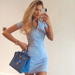 Load image into Gallery viewer, Women&#39;s Spring 2023 New Cross border European and American Dress Sexy Wrap Hip Skirt Short Sleeve Zipper miniskirt  Amaijoin
