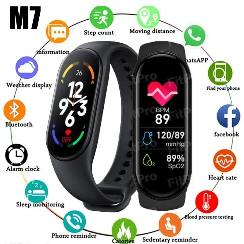 M7 Smart Band Sport Smart Watch Men Woman Blood Pressure Heart Rate IP67 Waterproof Monitor Fitness Bracelet For Android IOS  Amaijoin