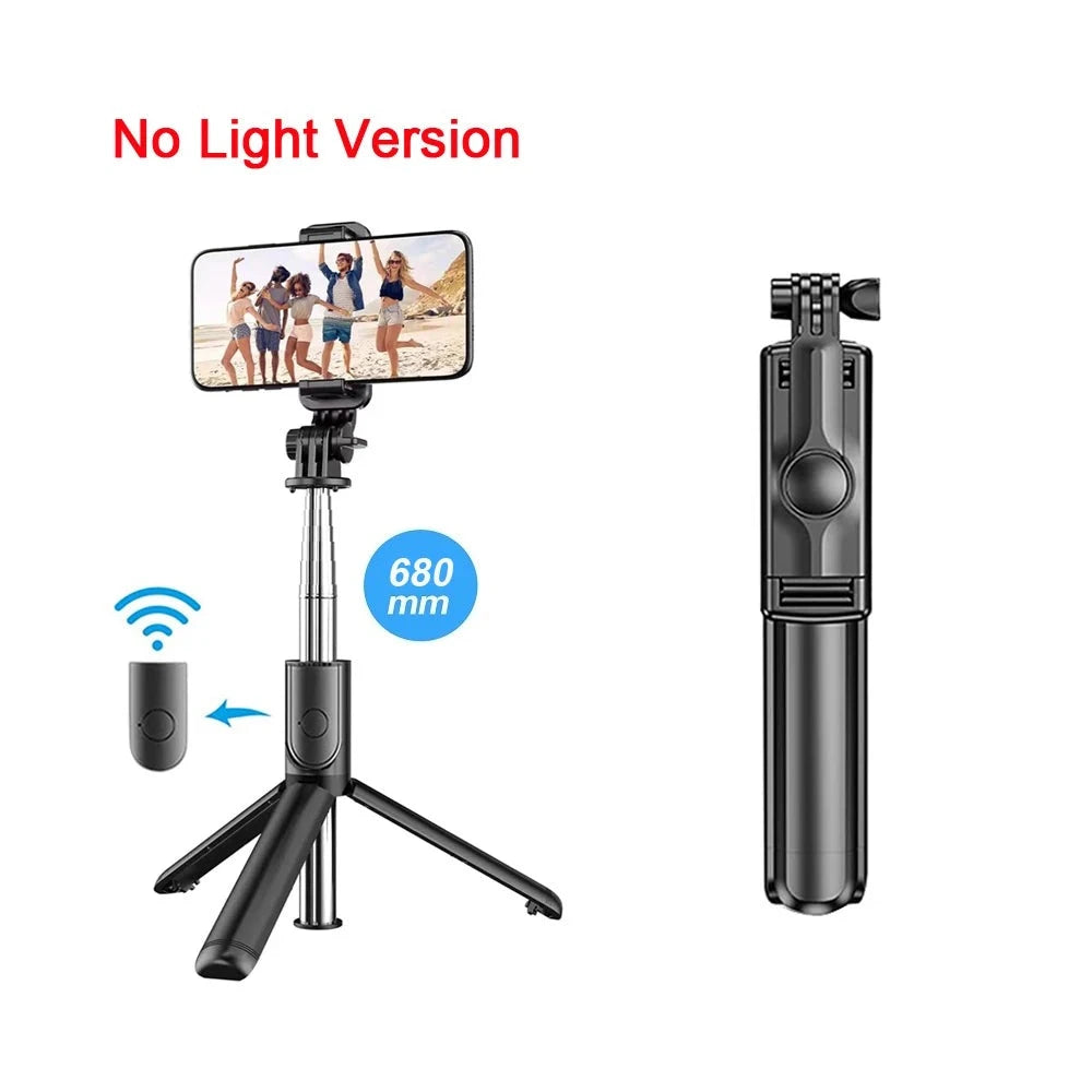 Wireless Bluetooth Selfie Stick Foldable Portable Tripod with Fill Light Shutter Remote Control for Android iPhone Smartphone  Amaijoin