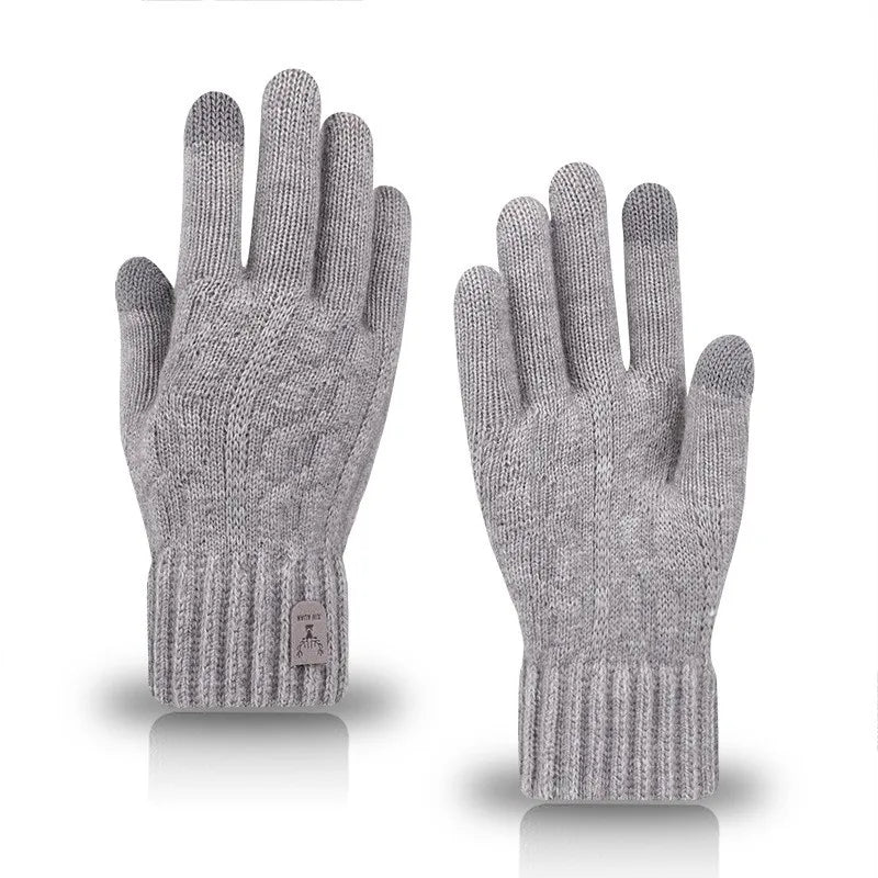 2023 new men's warm gloves winter touch screen plus fleece gloves cold warm wool knitted gloves  Amaijoin