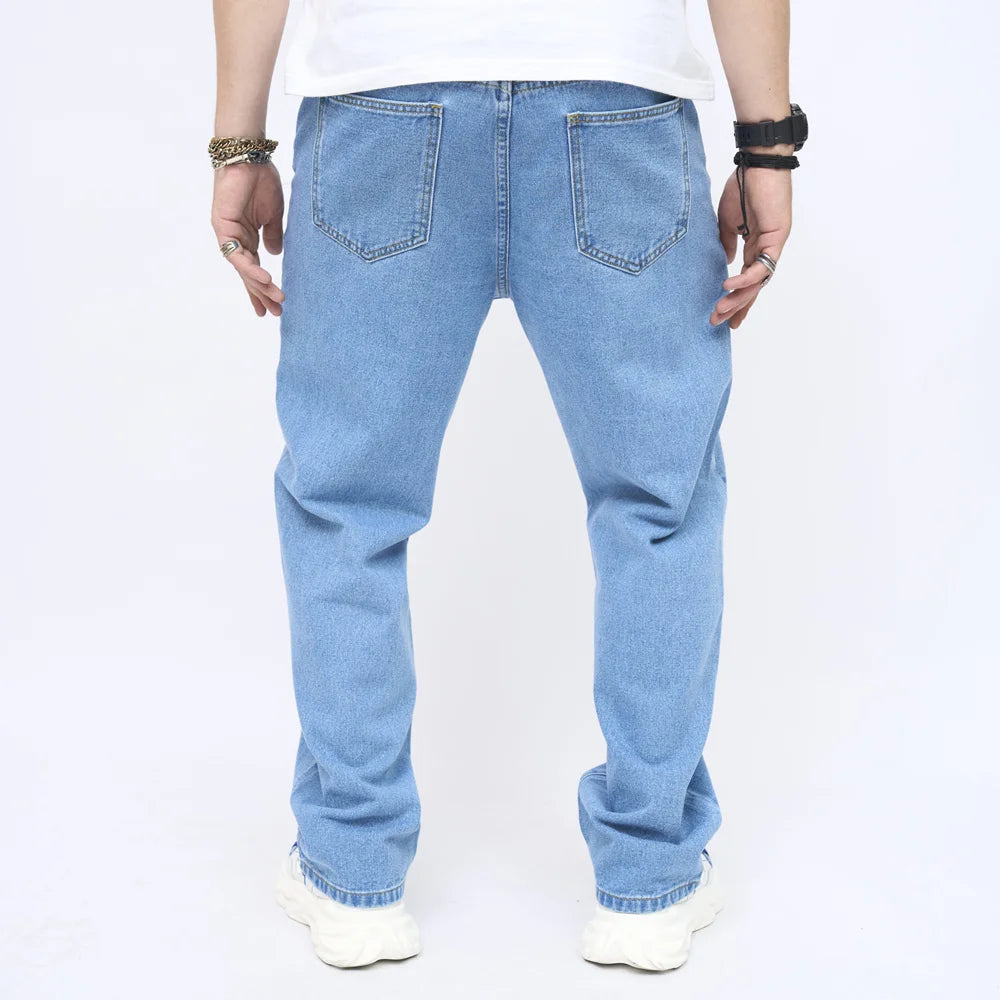 2023 New Men Butterfly Embroidery Stylish Loose Straight Jeans Pants Male Cotton Casual Denim Trousers  Amaijoin