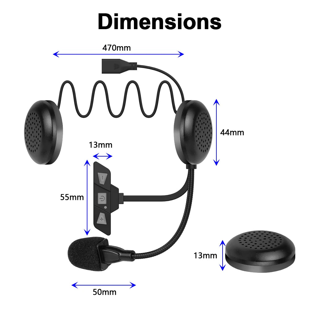 Bluetooth 5.2 Motorcycle Helmet Headset Wireless Handsfree Stereo Music Player Moto Headphone Noise Reduction Earphone With Mic  Amaijoin