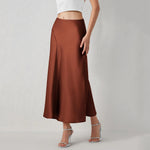 Load image into Gallery viewer, Beach Women&#39;s Skirts Solid Color Purple Satin Skirt Women High Waist Summer Long Skirt New 2024 Elegant Ladies Office Skirts  Amaijoin
