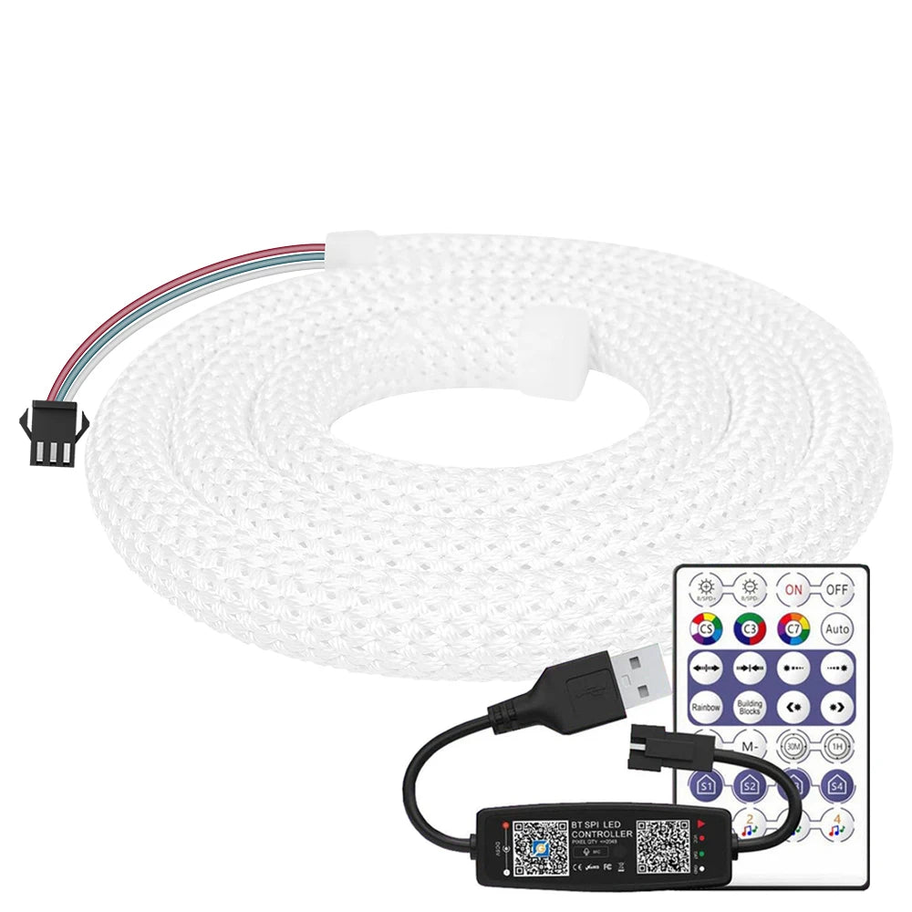 WS2812B WS2811 DC5V Round Reticulate Pattern Neon LED Strip 50Leds/m 360 Degree Smart RGBIC Flexible  Silicone Light Tape IP67  Amaijoin