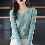 Load image into Gallery viewer, Women Sweater Long Sleeve Top Knitted Pullover V-Neck Fashion Sweater Woman Winter 2022 Basic Female Clothing Soild OL Sweaters  Amaijoin
