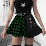 Load image into Gallery viewer, Halloween Contrast Color Black and White Checkered Dark Style Skirt  Amaijoin
