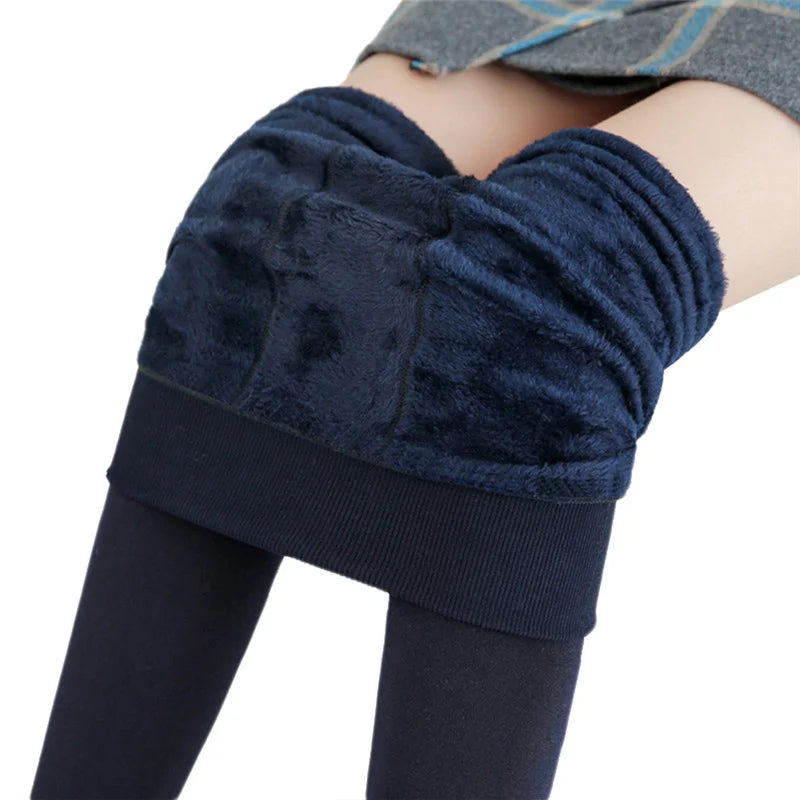 Women Winter Leggings Warm Leggins High Waist Solid Color Velvet Women Thickened Velvet Leggings Stretchy Black Leggings  Amaijoin