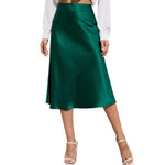 Load image into Gallery viewer, 2022 Ladies Chiffon Silk Skirt Fashion Women&#39;s Midi Skirt High Waist Solid Color Satin Dress Zipper Elegant Female Summer Skirts  Amaijoin
