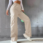 Load image into Gallery viewer, Womens Cargo Pants Elastic High Waist Wide Leg Trousers Straight Leg Joggers Outfits Baggy Wide Leg Sweatpants Oversized Pants  Amaijoin
