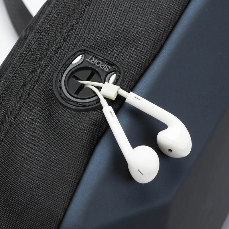 anti-theft men chest bag new fashion usb chest bag with earphone jack small shoulder bag man waterproof sports mobile phone bag  Amaijoin