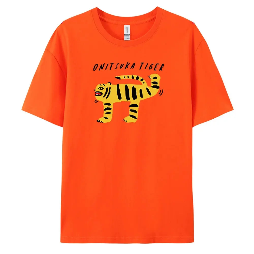 Tiger T-Shirt with Harajuku Style, Short Sleeves and 100% Cotton Fabric for Fashionable Look  Amaijoin