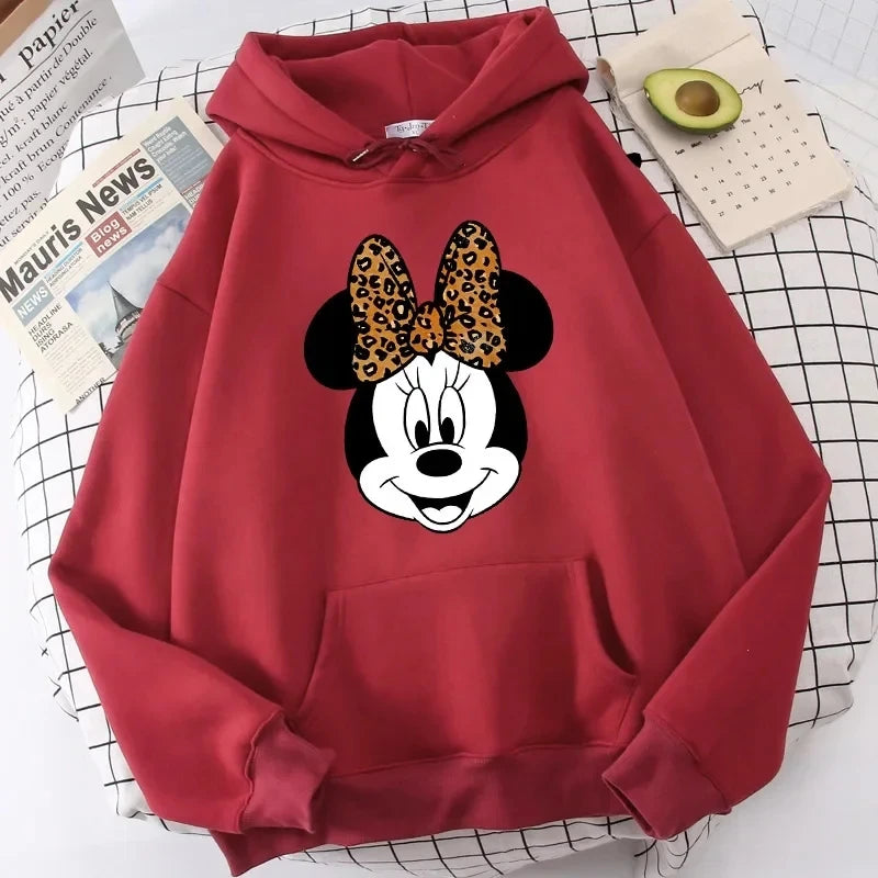 Disney Mickey Mouse Printed Hoodie Minnie Pattern Women's Sweatshirt Loose Long Sleeve Pullover Y2K Autumn Fleece Men's Hoodie  Amaijoin