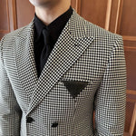 Load image into Gallery viewer, High Quality PU Splicing Blazers for Men Plaid Casual Business Suit Jackets Slim Fit Wedding Social Banquet Party Dress Coats  Amaijoin
