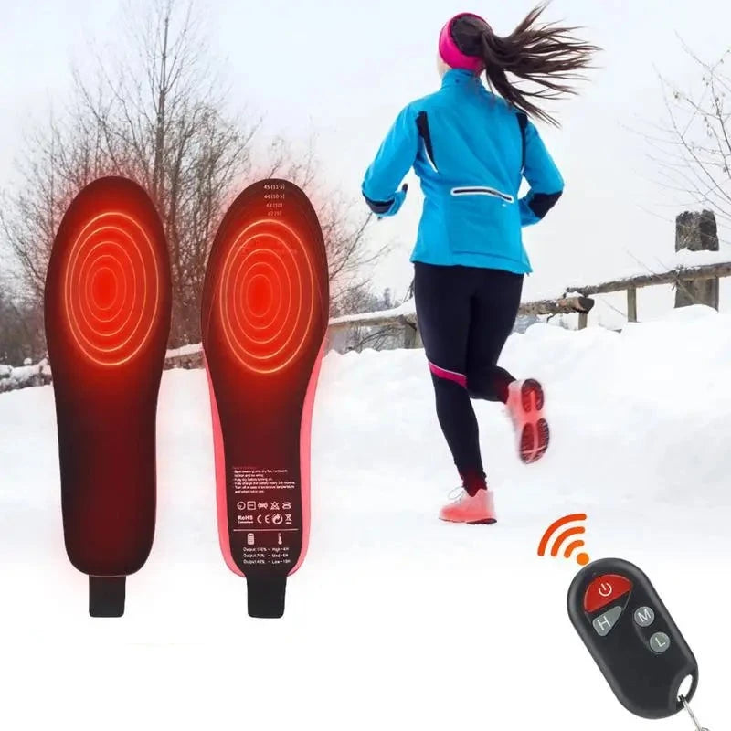 Electric Heated Insoles Electric Rechargeable Foot Warmers Adjustable Temperature Heated Shoe Insoles For Skiing Hunting Camping  Amaijoin