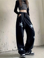 Load image into Gallery viewer, Printed Star denim pants for women&#39;s retro Vibe Wind high waisted loose straight leg pants Ins Tide  Amaijoin
