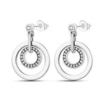 Load image into Gallery viewer, New Fashion 925 Sterling Silver Double Circle Earrings For Women Shining Zircon Piercing Ear Studs Fine Engagement Jewelry  Amaijoin
