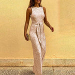 Load image into Gallery viewer, Spring and summer fashion elegant party jumpsuit round-necked sleeveless button sequins silver dot jumpsuit  Amaijoin
