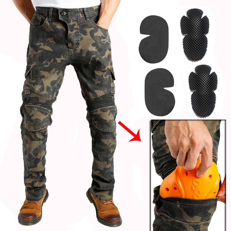 Motorcycle jeans Camouflage men pants The Standard Version Car Ride Trousers pant motorcycles protective gear Hi-06  Amaijoin