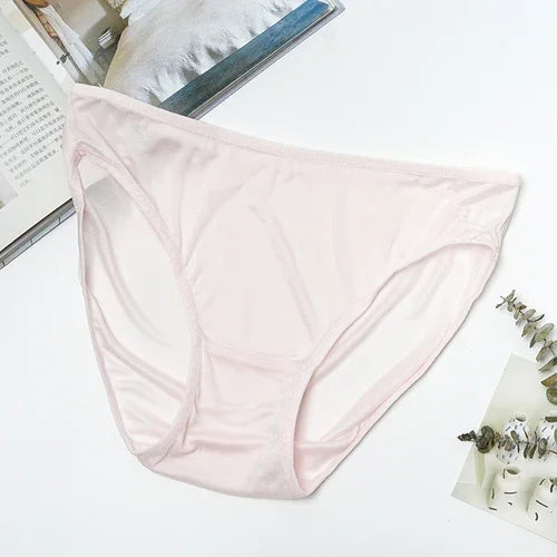 100% Mulberry Silk Panties For Women Underwear Summer Ultra-thin Women's Mid-waist Large Size Triangle Shorts Sexy Briefs Zm3280  Amaijoin