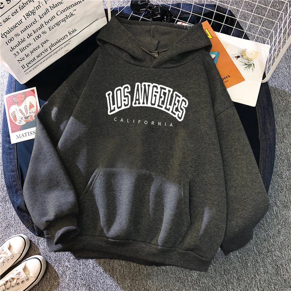 Hot Sale Los Angeles, California City Letter Print Hoody For Women Warm Oversize Sweatshirt Casual Street Hip Hop Clothes Female  Amaijoin