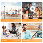 Load image into Gallery viewer, Selfie Stick with Wireless Bluetooth Remote, Portable 72 Inch Aluminum Alloy Selfie Stick Phone Tripod for iOS Android Cellphone  Amaijoin
