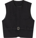 Load image into Gallery viewer, IEFB Men&#39;s Wear Korean Trendy Girdle Vest Male 2023 New Autumn Round Collar Sinel Breasted Sleeveless Clothing With Belt 9A0977  Amaijoin
