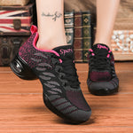 Carregue a imagem no visualizador da Galeria, Breathable Dance Sneakers Woman Man Black Red Air Mesh Split-sole Square Dance Salsa Dancing Shoes Girls Ladies Sports Shoes  Amaijoin
