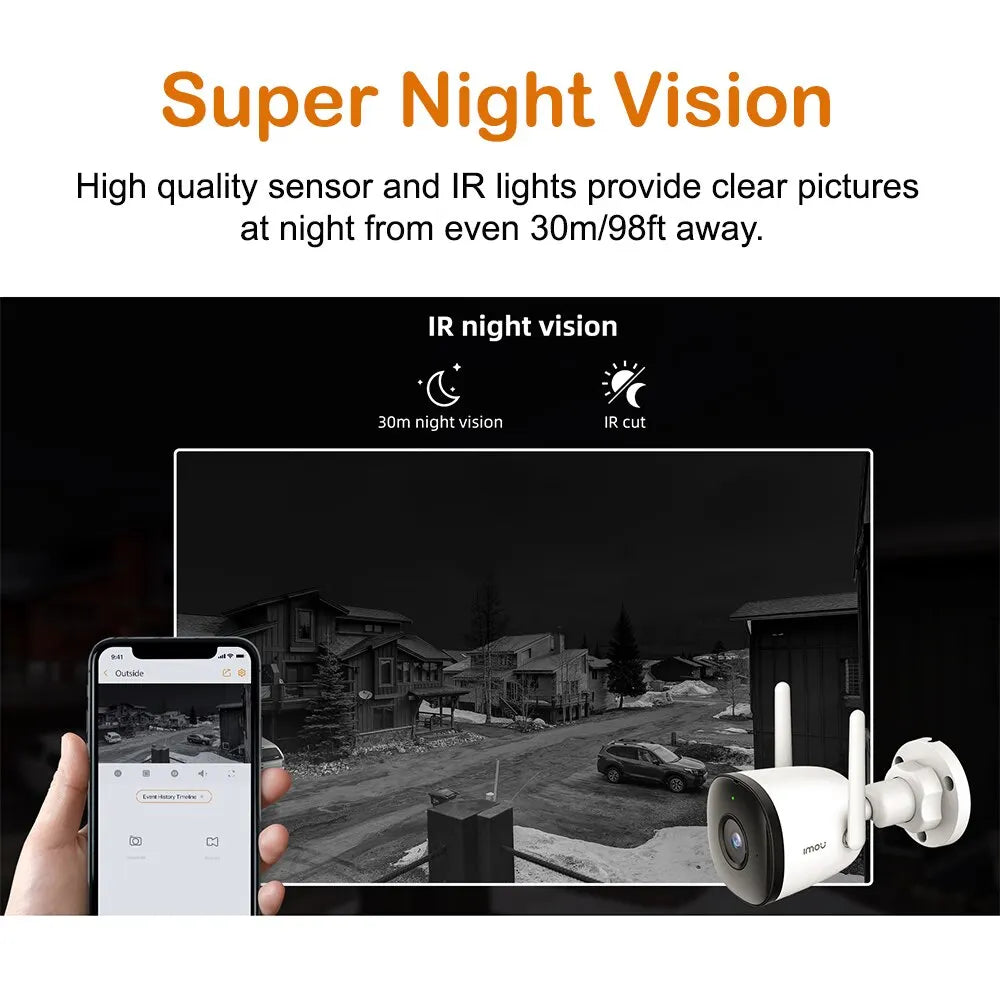 IMOU Bullet 2C 2MP 4MP Wifi Camera Automatic Tracking Weatherproof AI Human Detection Outdoor Surveillance IP Camera  Amaijoin