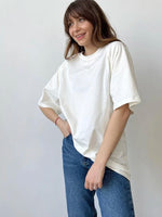 Carregue a imagem no visualizador da Galeria, Hirsionsan 100% Cotton T Shirt Women 2023 Summer New Oversized Solid Tees Casual Basic Loose Tshirt Chic O Neck Female Tops  Amaijoin
