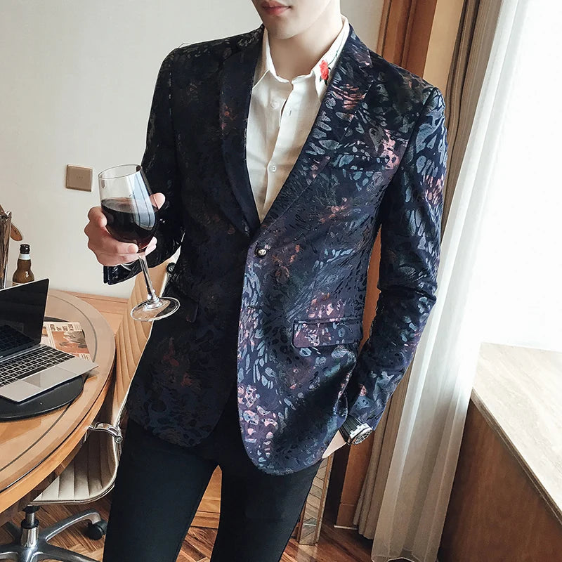 Fashion Casual Two Buttons Blazers For Men Luxury Draping Cutting Banquet Party Suits Soft Comfortable Gentleman Terno Masculino  Amaijoin