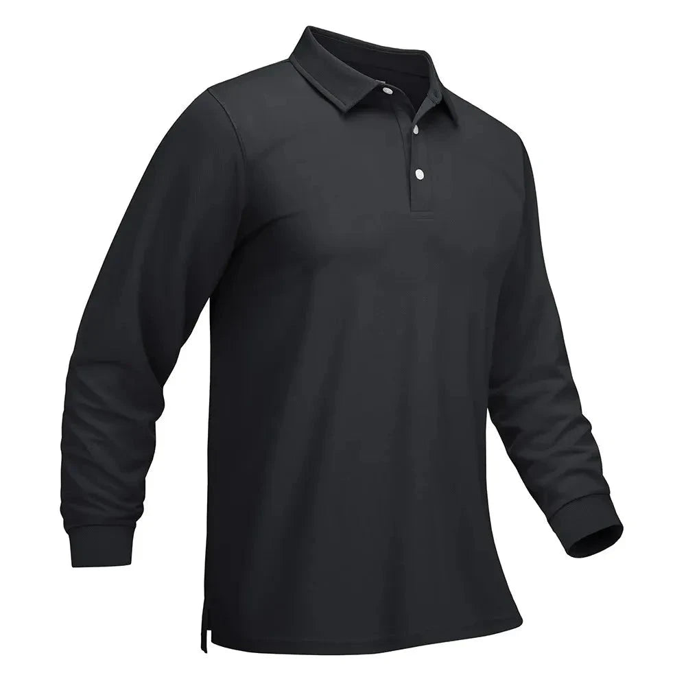 TACVASEN Quick Dry Golf Polo Shirts Mens Breathable Long Sleeve T-shirts Sports Tees Casual Work T-shirt Pullover Tops Man  Amaijoin