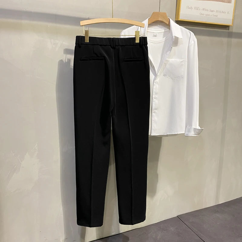 Dress Pants Men Korean Fashion Pleated Pants Chino Pants Men Clothing 2024 Lightweight Cool Trousers  Amaijoin