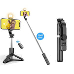 Load image into Gallery viewer, Wireless Bluetooth Selfie Stick Foldable Portable Tripod with Fill Light Shutter Remote Control for Android iPhone Smartphone  Amaijoin
