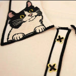 Load image into Gallery viewer, 2024 Summer Stylish Sweater Women Knit T-shirt Pullovers Cat Embroidery Short Sleeve Tees Tops Fashion Chic Ladies Knitwear  Amaijoin
