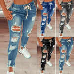 Load image into Gallery viewer, Popular Pencil Jeans Streetwear Women Jeans Slim Slim-fitting All Match Denim Pants  Elastic Waist  Amaijoin
