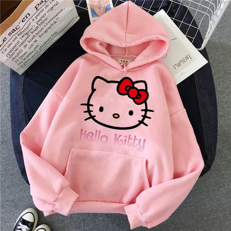 Women 90s Y2k 2000s Hoodies Hello Kitty Hip Hop Hoodie Sanrio Sweatshirt Clothes Tops Sweatshirt Clothing Streetwear  Amaijoin