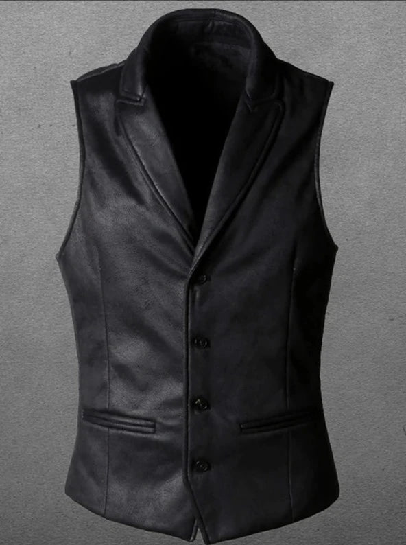 Retro Suede Vest Men Vintage Style Slim Fit Autumn Winter Mens Sleeveless Jacket V Neck Warm Waistcoat  Amaijoin