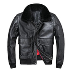 Load image into Gallery viewer, Plus Size Bust 140cm Bomber Men Genuine Leather Jacket Natural Fur Collar Classic Casual G1 Real Cowhide Mens Coat Winter Warm  Amaijoin
