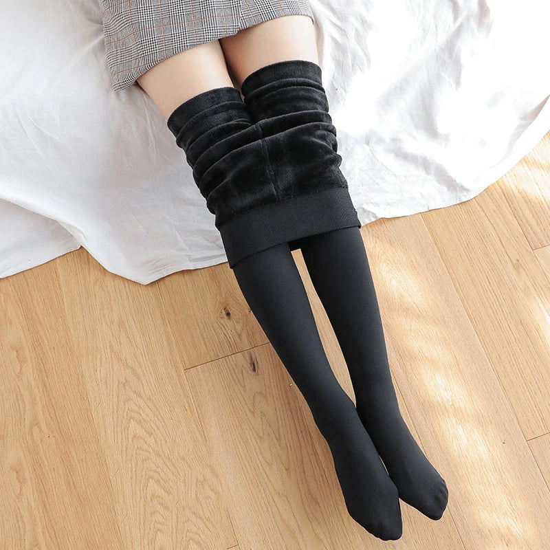 Women Winter Leggings Warm Leggins High Waist Solid Color Velvet Women Thickened Velvet Leggings Stretchy Black Leggings  Amaijoin