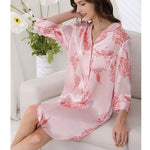 Carregue a imagem no visualizador da Galeria, BirdTree, 19MM 100%Real Silk Pajamas Dress, Women Floral Print, Sexy Retro Loose Sleepwear, 2024 Summer New Nightgown P43997QM  Amaijoin
