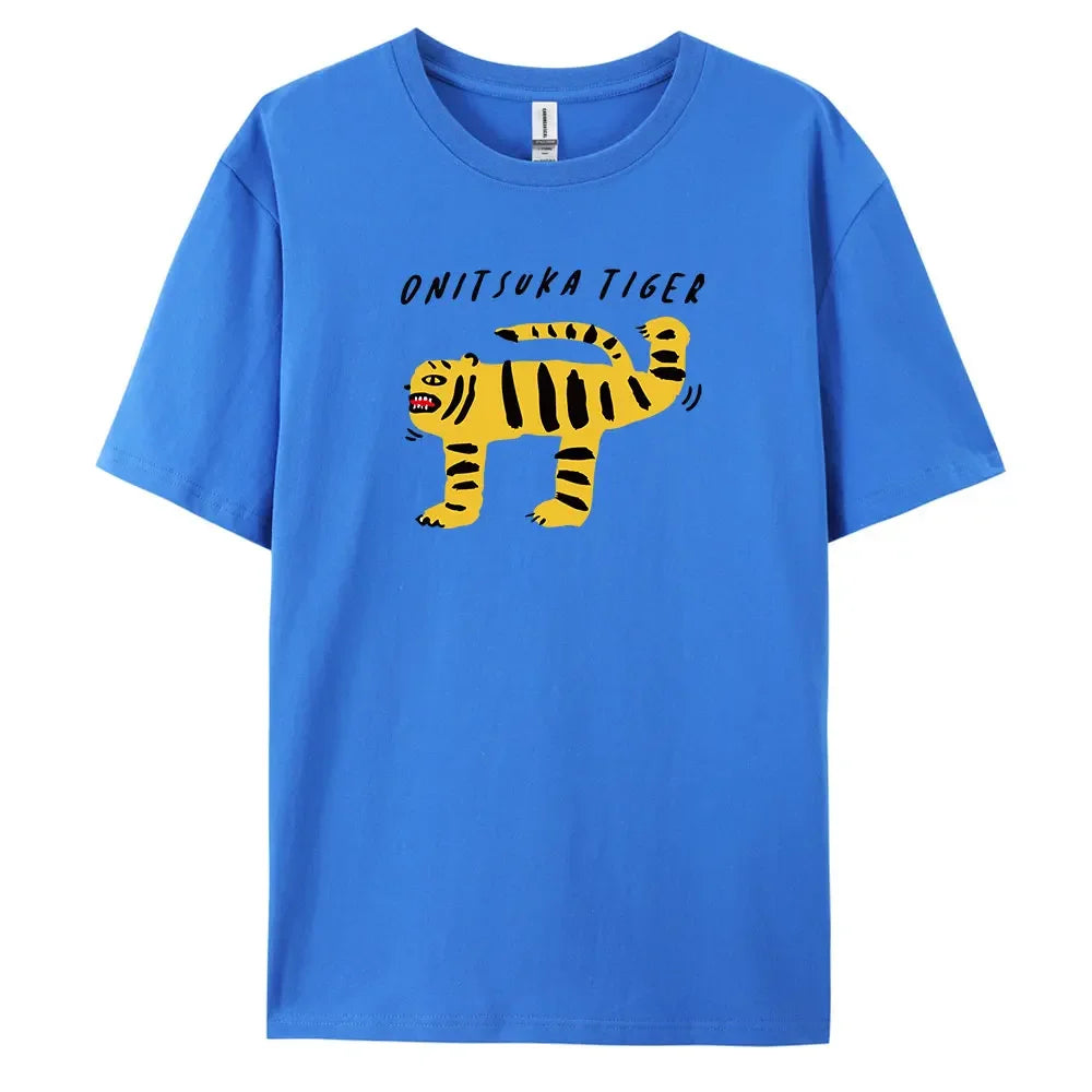 Tiger T-Shirt with Harajuku Style, Short Sleeves and 100% Cotton Fabric for Fashionable Look  Amaijoin