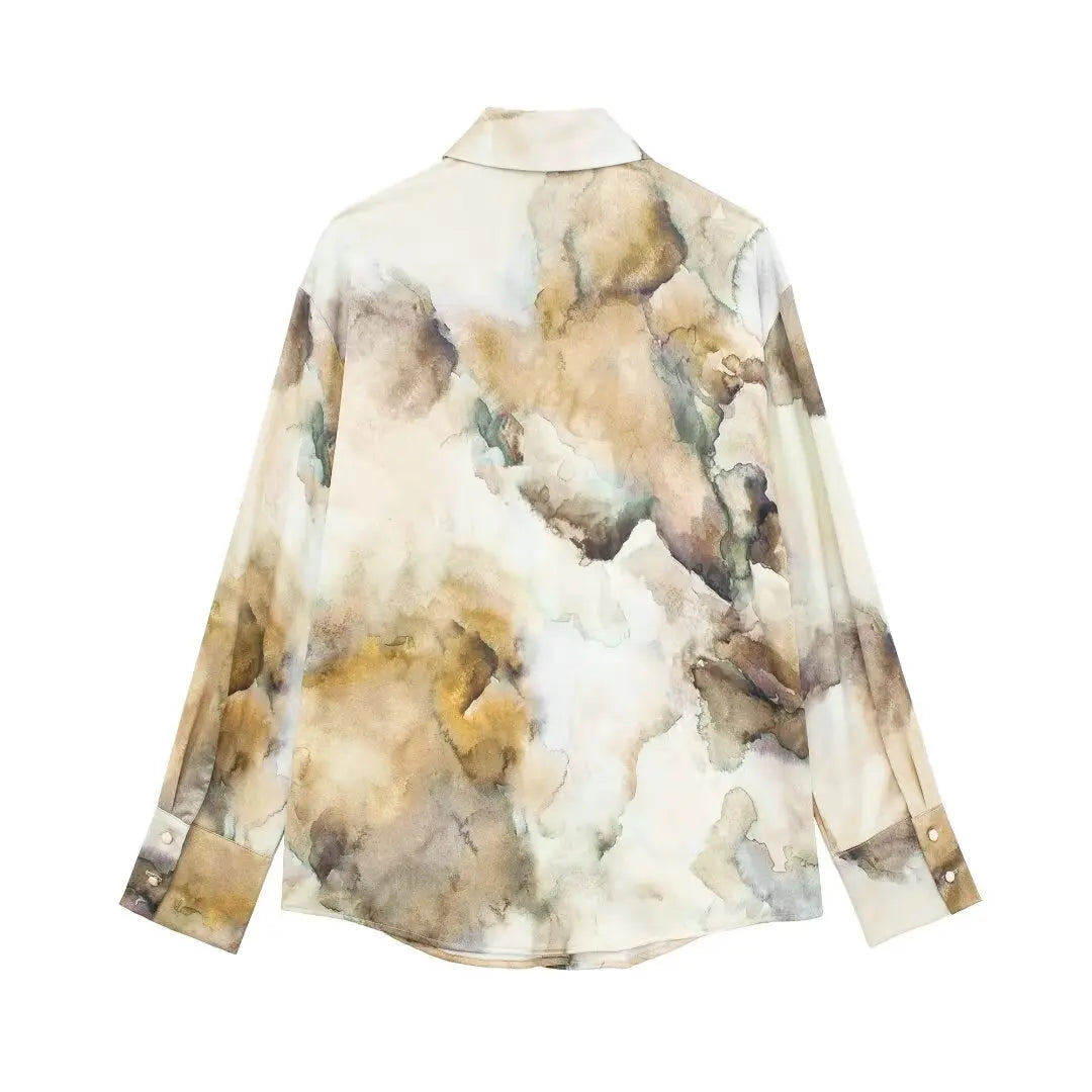 Tangada Women Print Shirt Long Sleeve 2024 Fashion Female Blouse Tops 3H084  Amaijoin